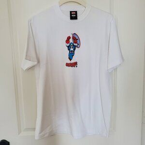 NWOT HUF x Marvel Captain America Cap Avengers NO CAP white t shirt tee graphic
